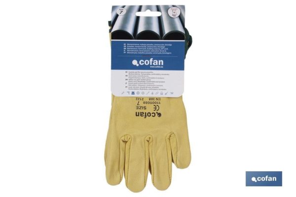 GUANTES PIEL VACUNO AMARILLO T-10 (PACK: 12 UDS)